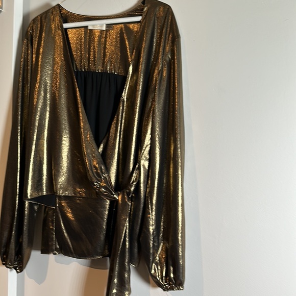 Ramy Brook Large wrap blouse metallic gold - Picture 3 of 12